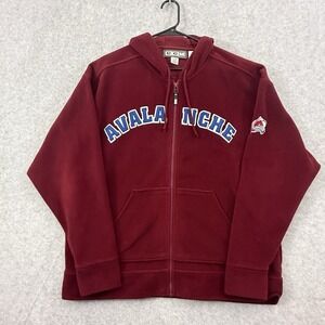 Colorado Avalanche Jacket Men's Large Red Maroon Full Zip Hoodie CCM NHL Hockey